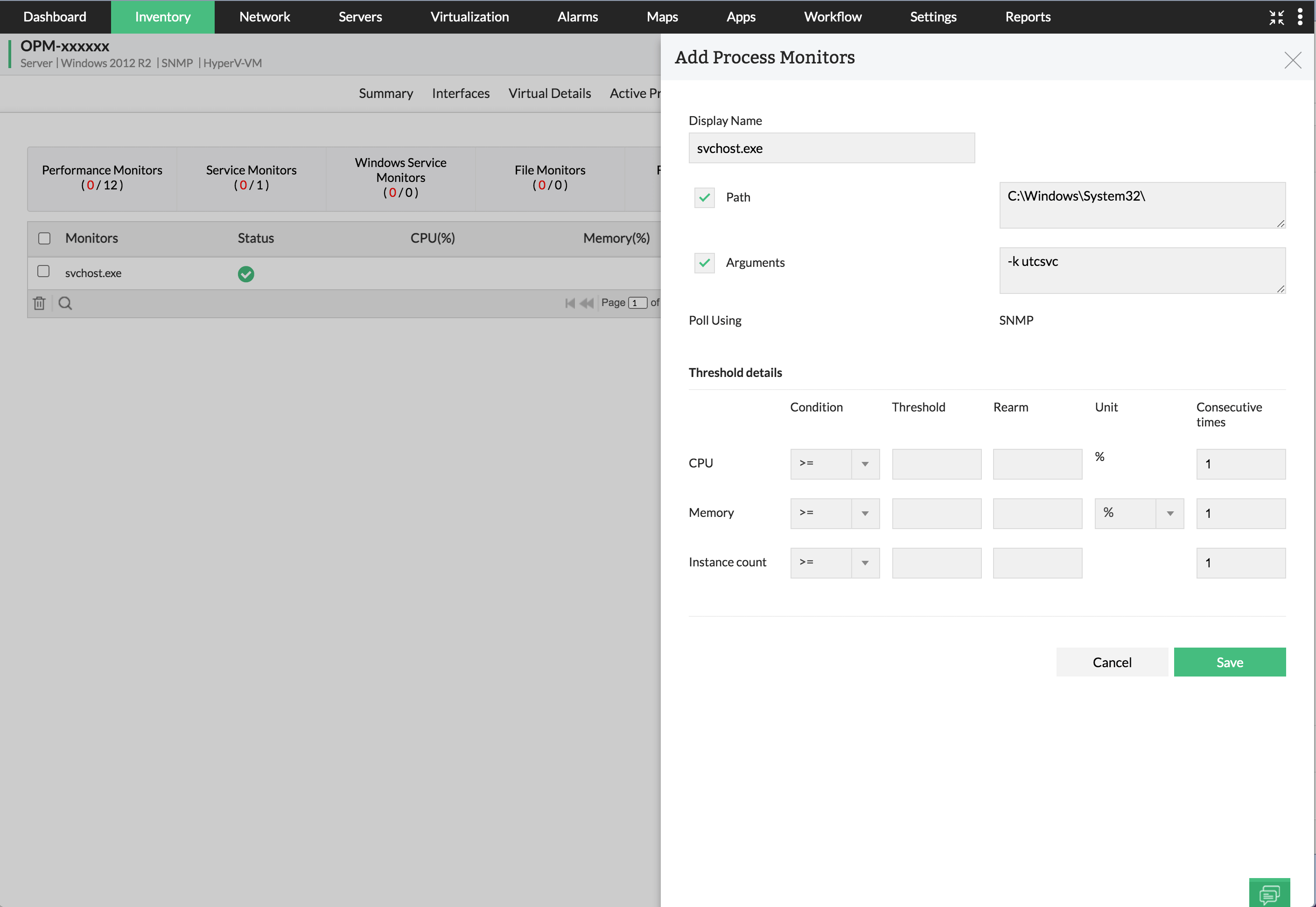 Process Monitor - ManageEngine OpManager